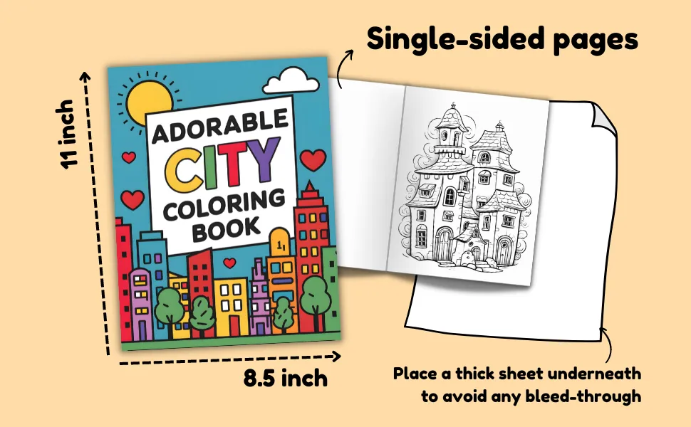 Adorable City Coloring Book for Adults & Kids - Cute Travel Scenes