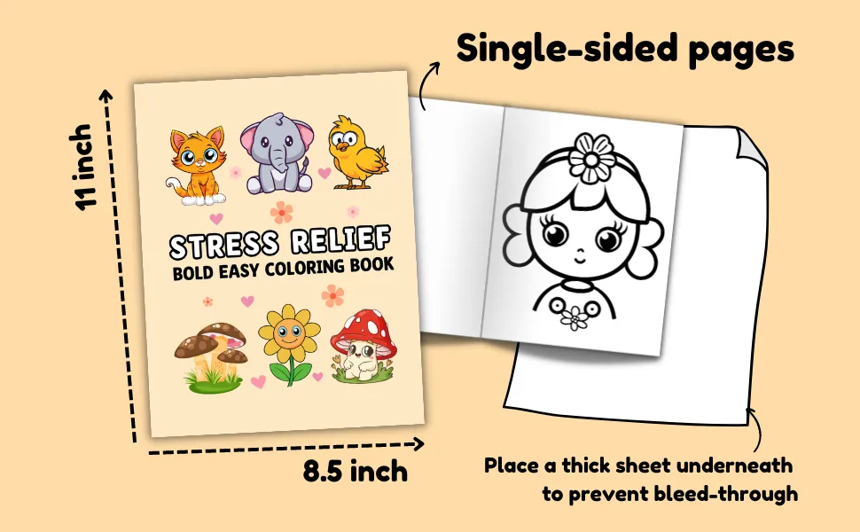 Stress Relief Coloring Book for Adults: Bold & Easy Relaxation