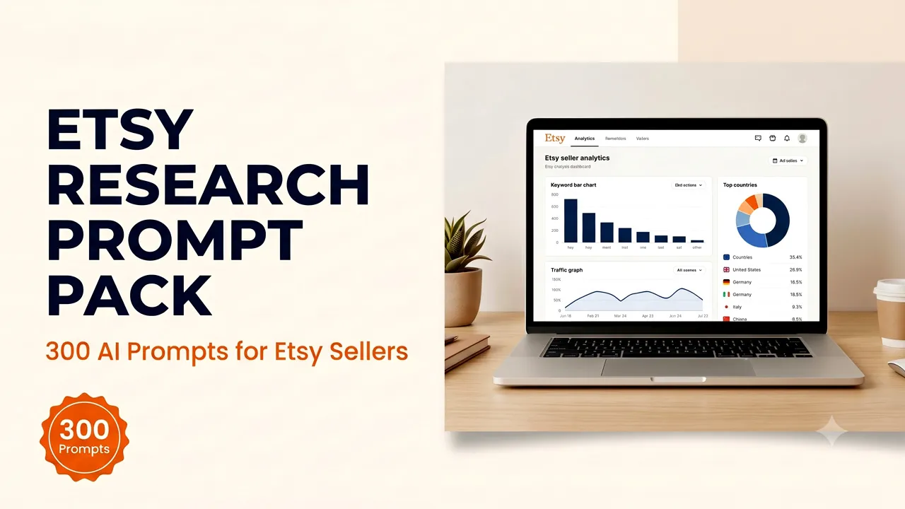 Etsy SEO Prompt Pack | 300 AI Prompts for Keyword Research, Listing Optimization & Competitor Analysis