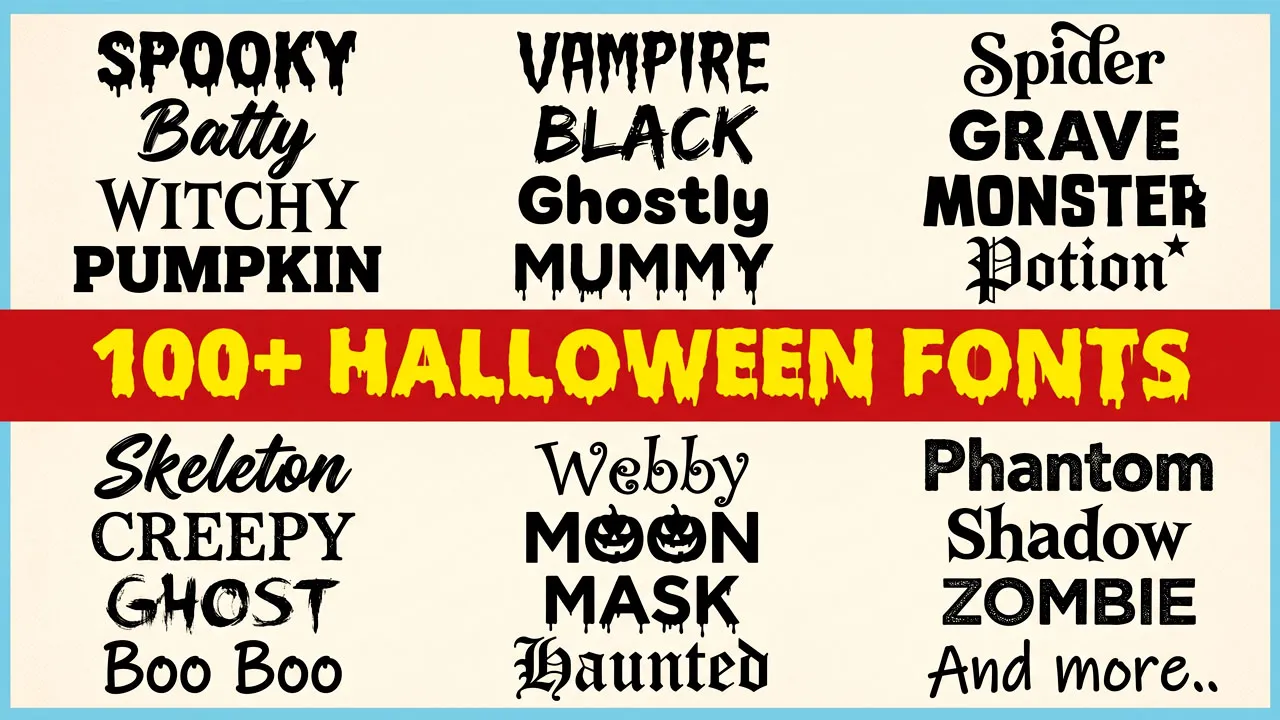 100+ Spooky Halloween Font Bundle – TTF & OTF Included (Digital Instant Access)