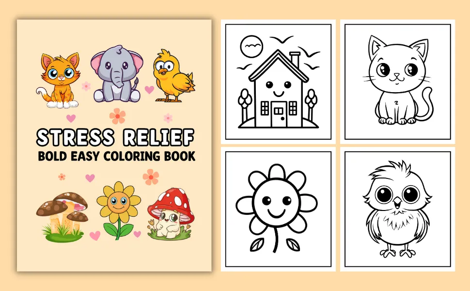 Stress Relief Coloring Book for Adults: Bold & Easy Relaxation