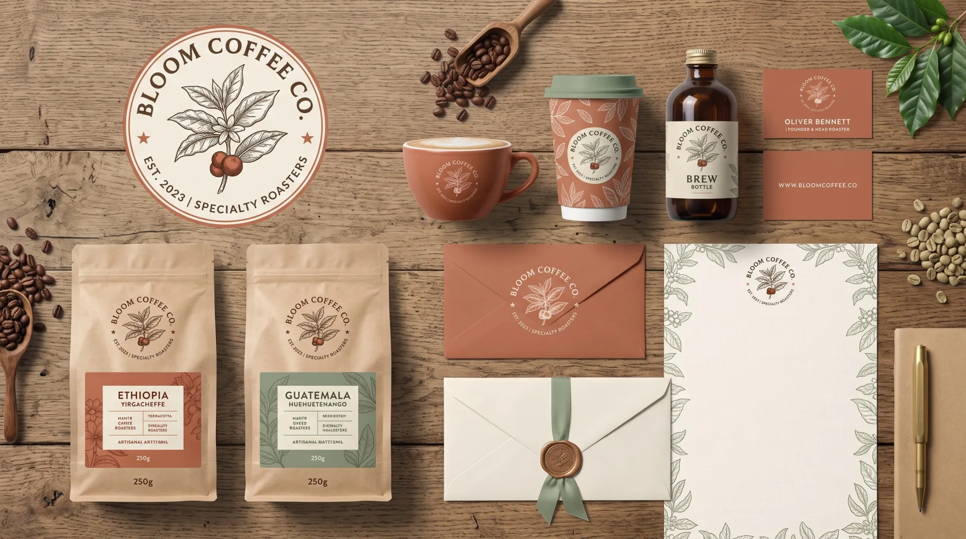 Complete Brand Identity for "Bloom Coffee Co."