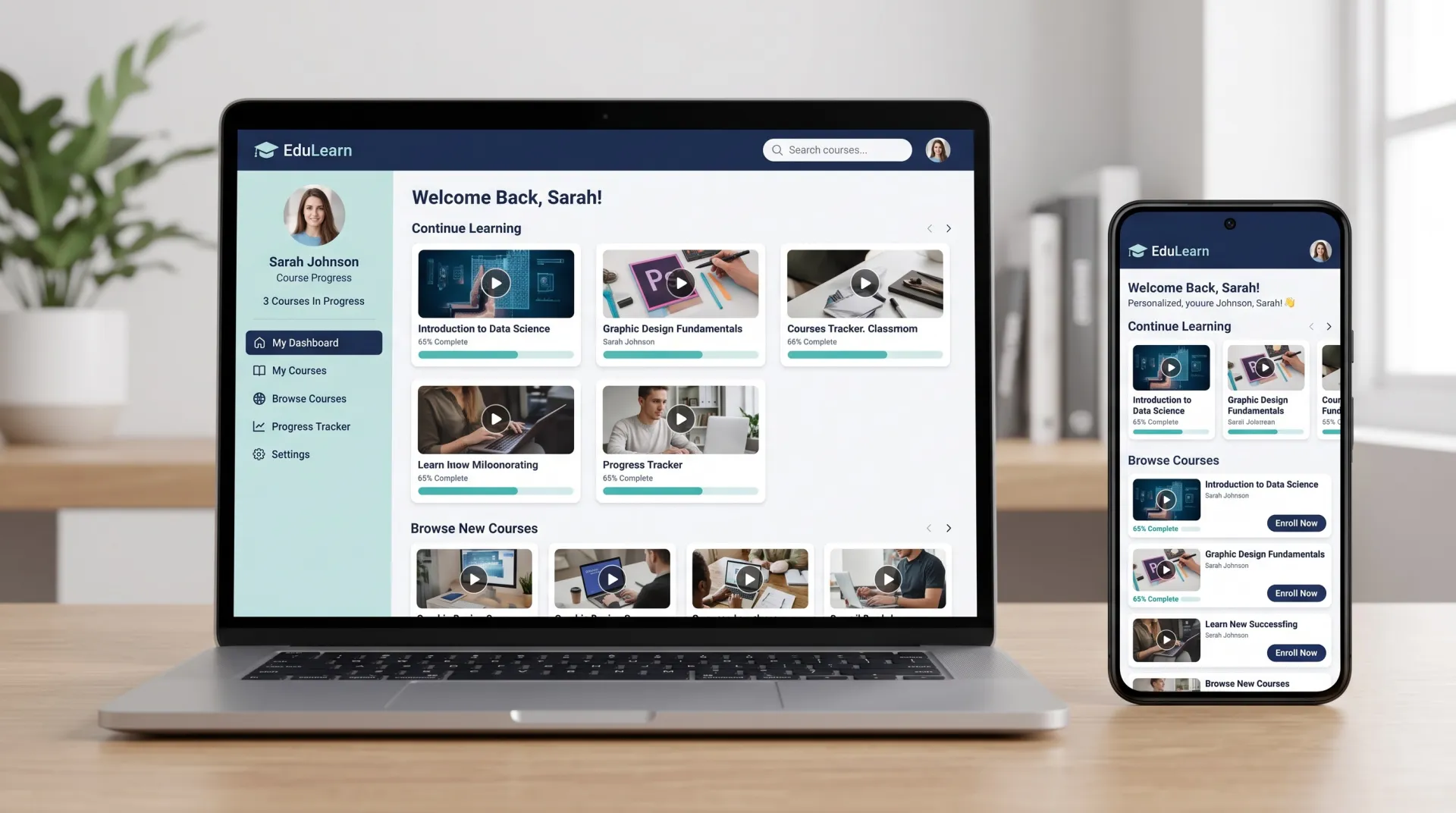 Figma UI/UX Design for "EduLearn" Platform