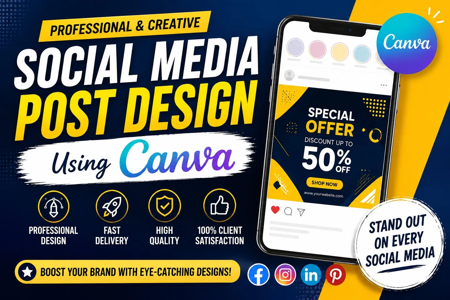 I will design eye-catching social media posts using Canva Pro