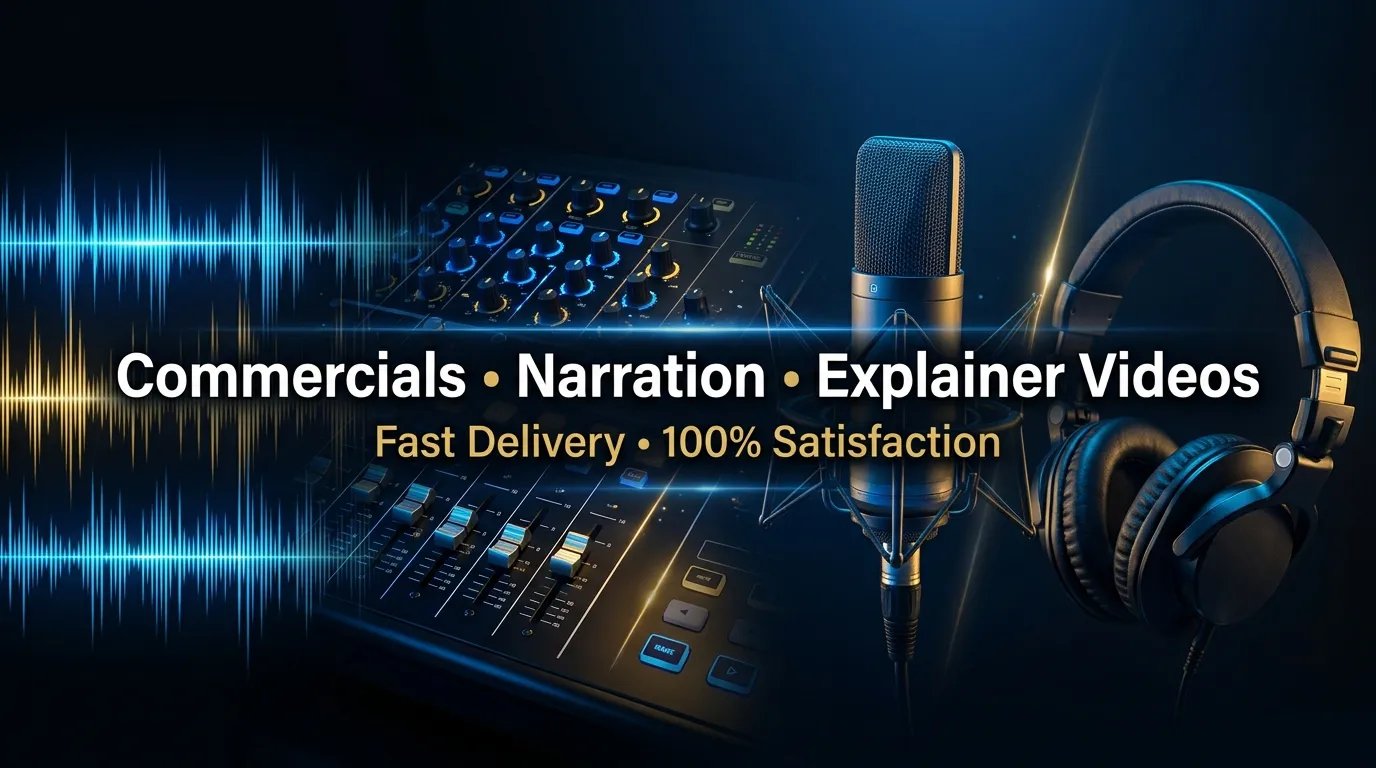 I will record professional voice over for commercials and narration