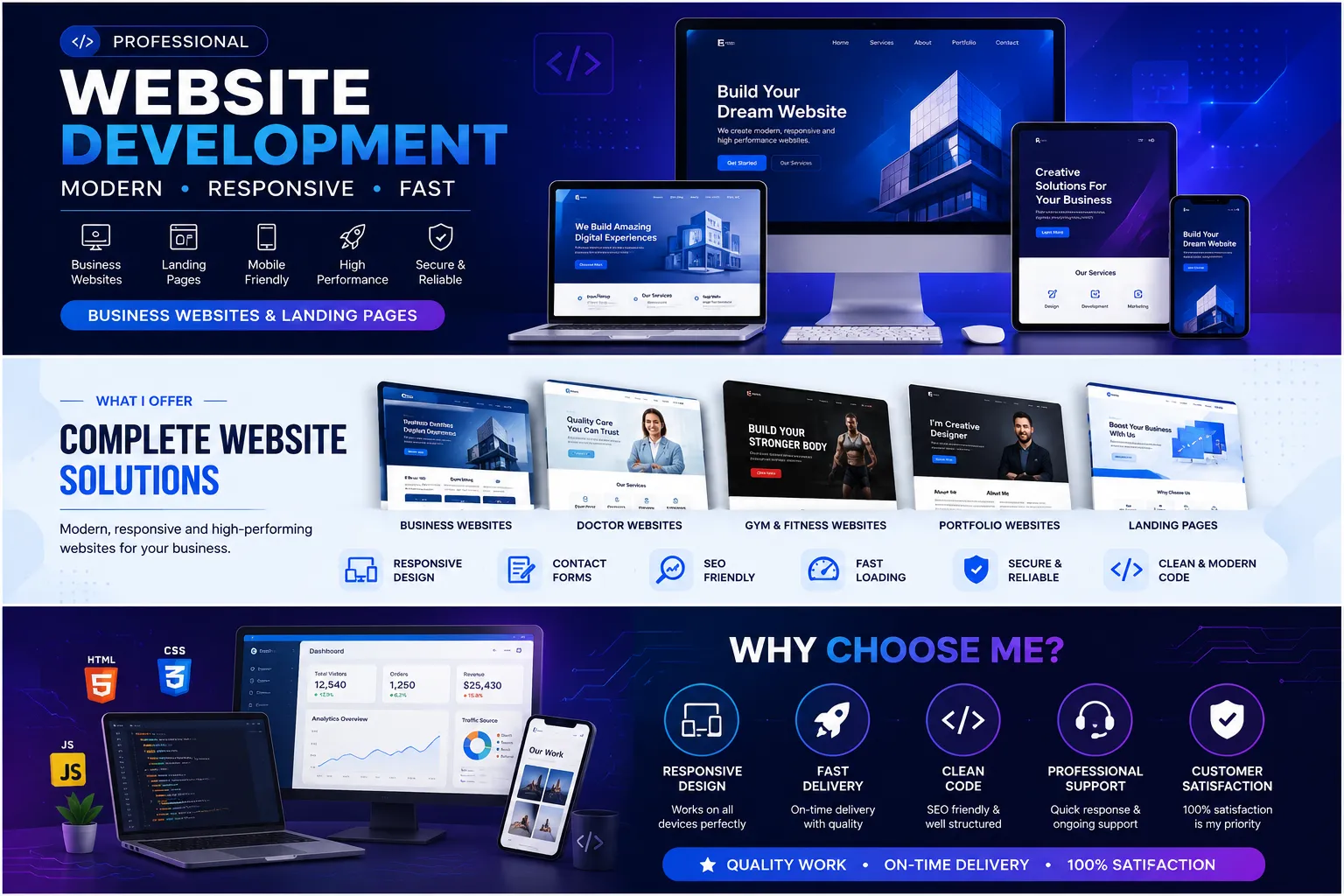 I will design a modern responsive website for your business